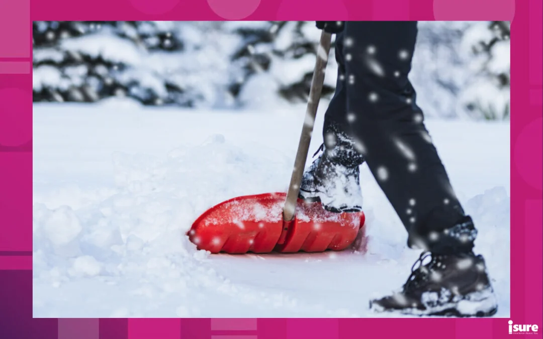 snow removal tips - close up of someone shovelling the snow