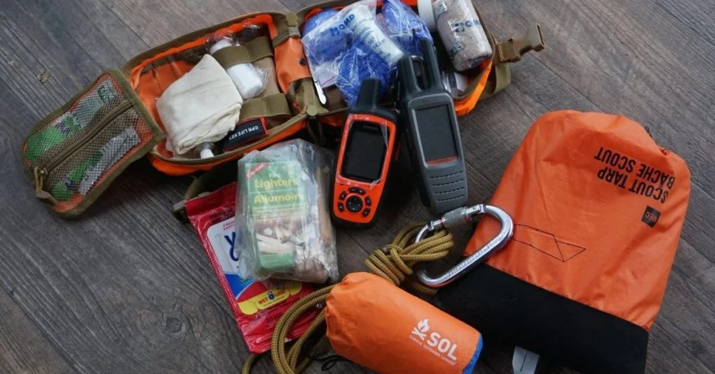 A Compact first-aid kit with an emergency overnight kit.