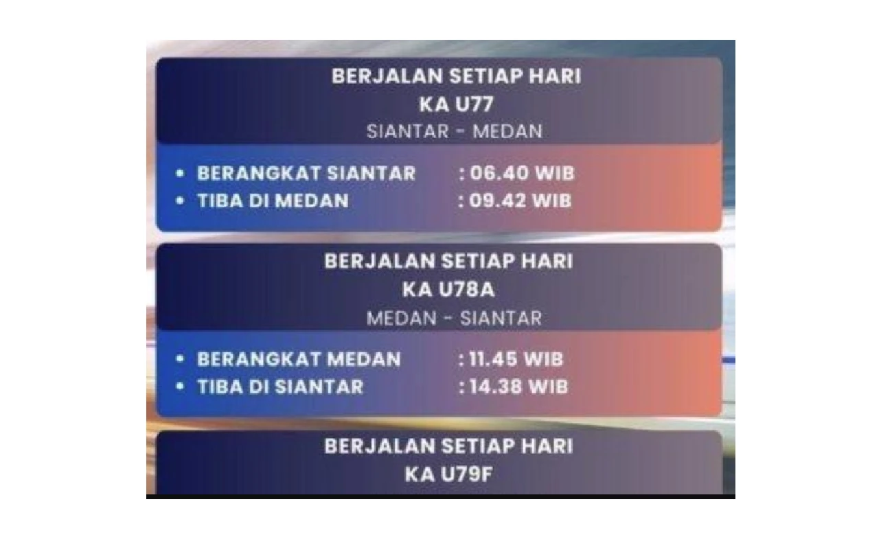 Jadwal Kereta Api Medan Siantar Terbaru